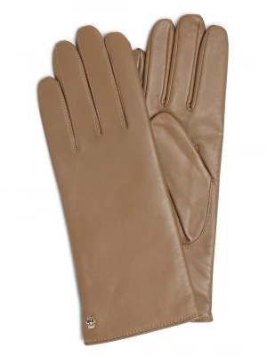 ROECKL - Skórzane rękawiczki damskie z dodatkiem kaszmiru, beżowy