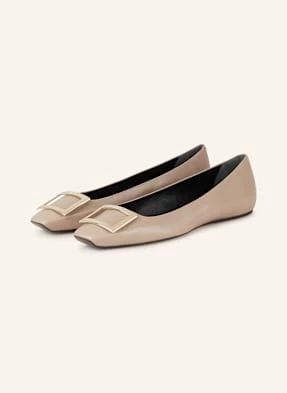 Roger Vivier Baleriny Quadrata Trompette beige