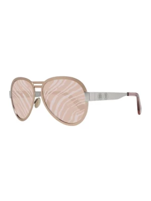 Rose Gold Aviator Okulary przeciwsłoneczne z Wzorzystymi Soczewkami Roberto Cavalli