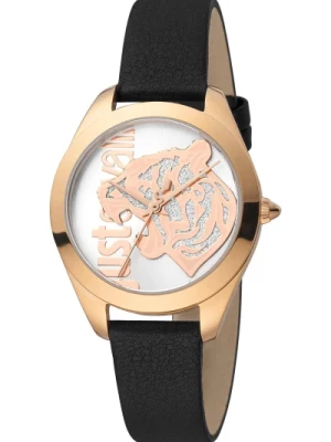 Rose Gold Quartz Watch with Leather Band Just Cavalli