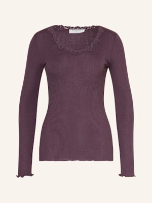 Rosemunde Jedwabna Koszulka Z Długim Rękawem Babette Z Koronkowym Obszyciem lila