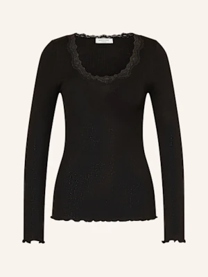 Rosemunde Jedwabna Koszulka Z Długim Rękawem Babette Z Koronkowym Obszyciem schwarz