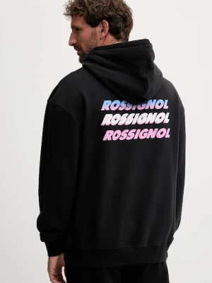 Rossignol bluza bawełniana WATERFALL RELAX męska kolor czarny z kapturem wzorzysta RLOMS02