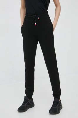 Rossignol spodnie dresowe bawełniane damskie kolor czarny gładkie RLKWP16