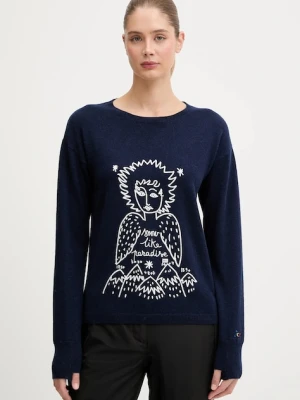 Rossignol sweter wełniany JCC damski kolor granatowy RLOWO09