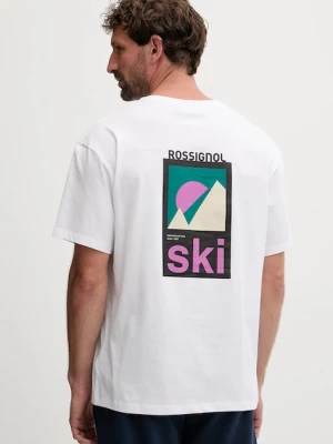 Rossignol t-shirt bawełniany WATERFALL RELAX męski kolor biały wzorzysty RLOMY05