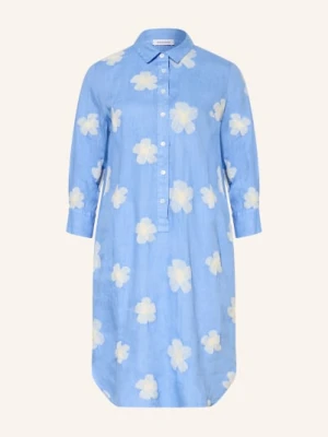 rosso35 Lniana Sukienka Koszulowa Z Rękawami 3/4 blau