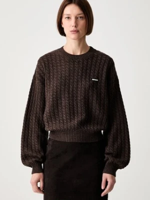 Rotate CABLE CREWNECK sweter wełniany damski
