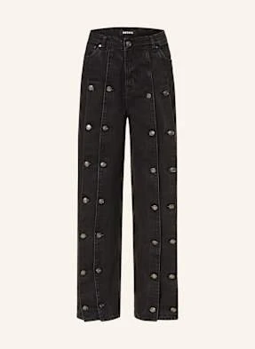 Rotate Jeansy Wide Leg schwarz