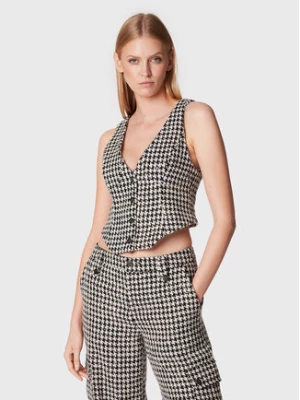 ROTATE Kamizelka garniturowa Sparkly Houndstooth RT1903 Biały Slim Fit