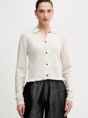 Rotate kardigan wełniany damski kolor szary lekki 1154641472