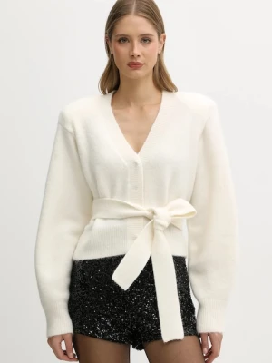 Rotate kardigan z dodatkiem wełny damski kolor beżowy 114736857