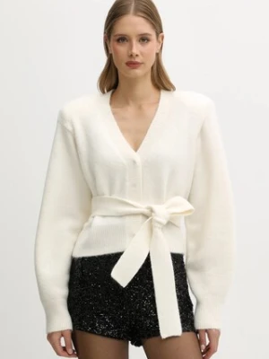 Rotate kardigan z dodatkiem wełny damski kolor beżowy 114736857