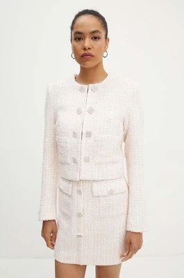 Rotate marynarka Boucle Cropped Jacket kolor różowy jednorzędowa wzorzysta 1127721011