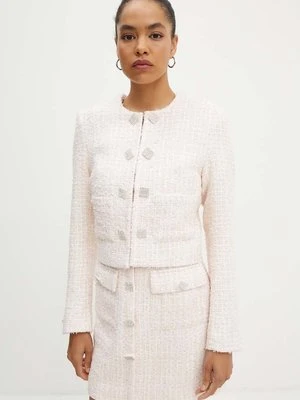 Rotate marynarka Boucle Cropped Jacket kolor różowy jednorzędowa wzorzysta 1127721011