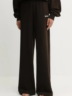 Rotate spodnie dresowe bawełniane damskie kolor brązowy gładkie 1153131667