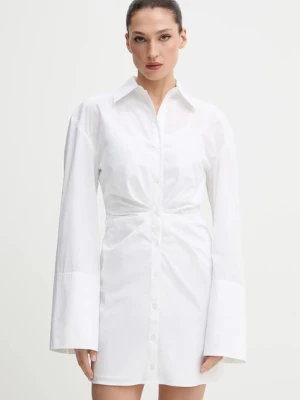 Rotate sukienka bawełniana kolor biały mini dopasowana 115162400
