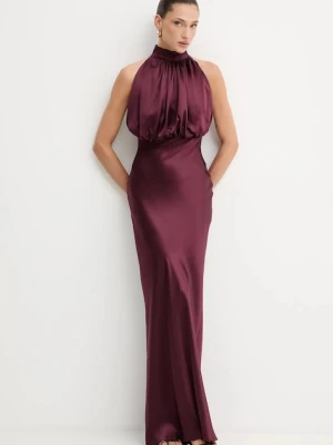 Rotate sukienka jedwabna kolor bordowy maxi rozkloszowana 1146542734
