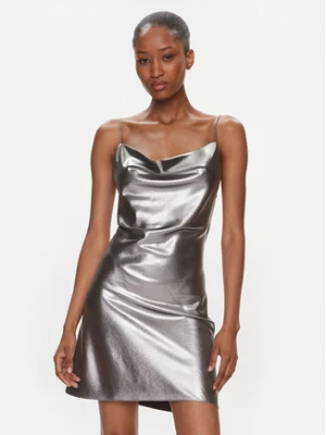 ROTATE Sukienka koktajlowa Metallic Mini Slip 1116472293 Srebrny Regular Fit