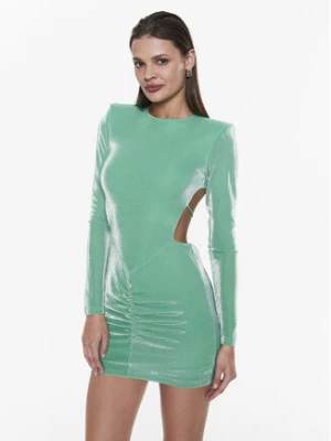 ROTATE Sukienka koktajlowa Metallic Nylon RT2353 Zielony Slim Fit