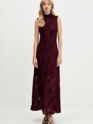 Rotate sukienka kolor bordowy maxi rozkloszowana 11361727