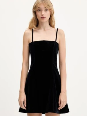 Rotate sukienka welurowa kolor niebieski mini rozkloszowana 1146951192