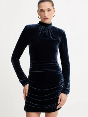 Rotate sukienka z dodatkiem jedwabiu kolor granatowy mini dopasowana 1149221192