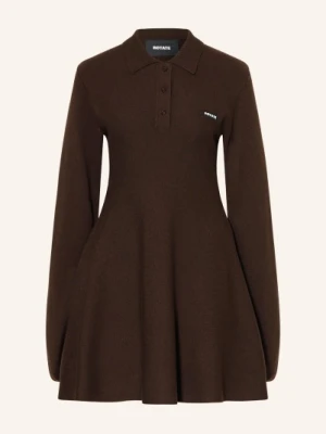 Rotate Sukienka Z Dzianiny Slinky Z Wełną Merynosową braun