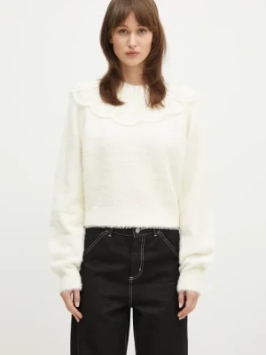Rotate sweter Lace Collar Knit damski kolor beżowy 113212269