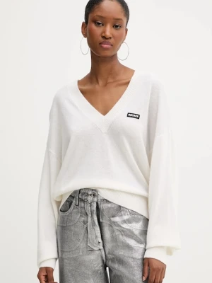 Rotate sweter wełniany damski kolor beżowy lekki 114309400