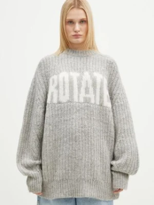 Rotate sweter wełniany Knitted Logo damski kolor szary ciepły 1137491789