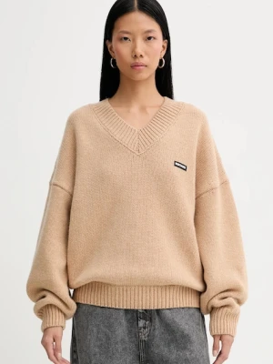 Rotate sweter wełniany kolor beżowy 1147631753