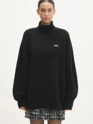 Rotate sweter wełniany Turtleneck damski kolor czarny z golfem 113128100