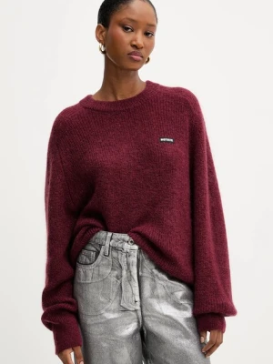 Rotate sweter z dodatkiem wełny damski kolor bordowy lekki 1145652734