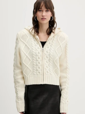 Rotate sweter z dodatkiem wełny damski kolor beżowy 114302857