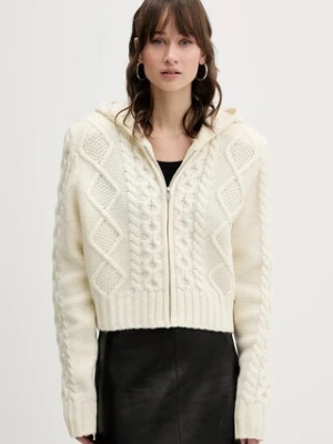 Rotate sweter z dodatkiem wełny damski kolor beżowy 114302857