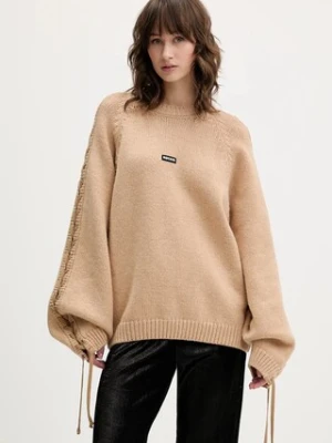 Rotate sweter z dodatkiem wełny damski kolor beżowy ciepły 1147411753