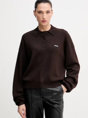 Rotate sweter z dodatkiem wełny damski kolor brązowy lekki 1151371667
