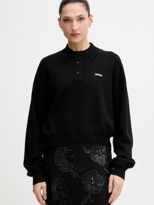 Rotate sweter z dodatkiem wełny kolor czarny lekki 115137100