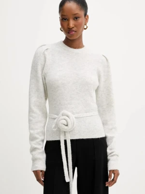 Rotate sweter z wełną damski kolor szary lekki 1142772344