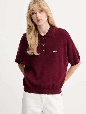 Rotate sweter z wełną damski kolor bordowy lekki 1143042734