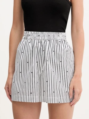 Rotate szorty bawełniane damskie kolor czarny wzorzyste high waist 114396000