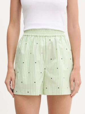 Rotate szorty bawełniane damskie kolor zielony wzorzyste high waist 1143963062
