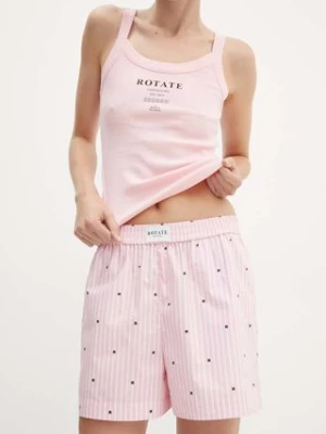 Rotate szorty bawełniane kolor różowy wzorzyste high waist