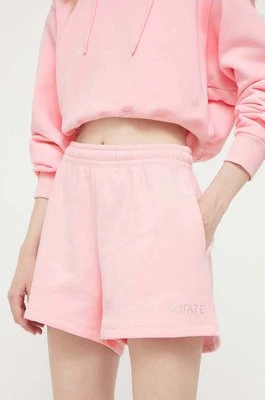 Rotate szorty bawełniane kolor różowy z aplikacją high waist
