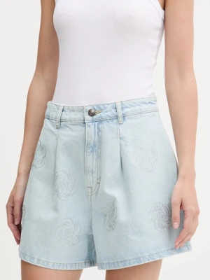 Zdjęcie produktu Rotate szorty jeansowe damskie kolor niebieski z aplikacją high waist 1138241468