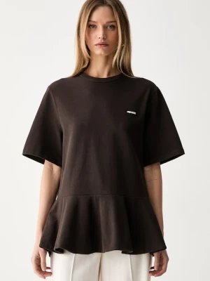 Rotate T-shirt damski bawełniany brązowy