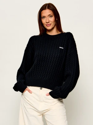 Rotate Wełniany sweter | Loose fit | z dodatkiem kaszmiru czarny