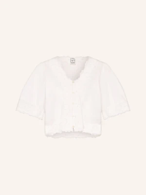 Rouge Vila Bluzka Rouamory Z Dziurkowaną Koronką weiss