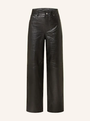 Rouge Vila Spodnie Skórzane schwarz